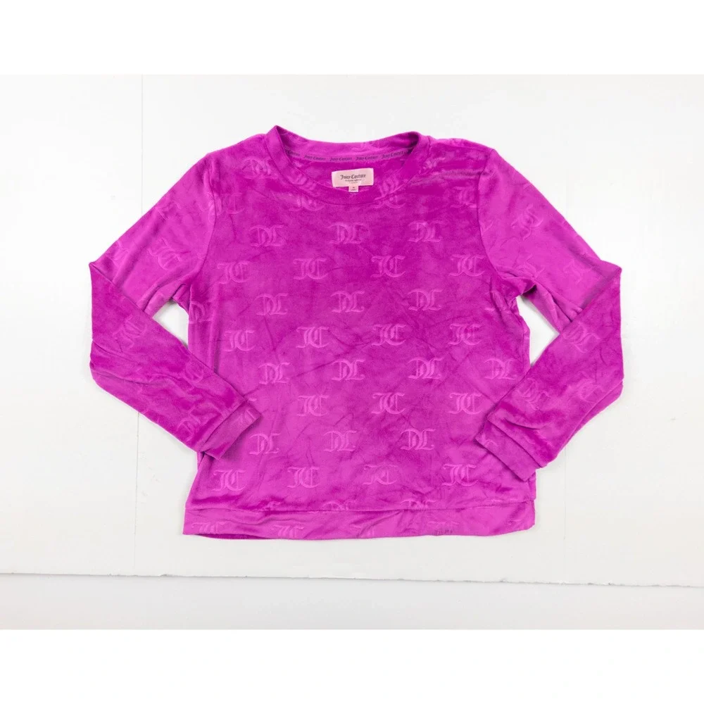 Juicy Couture Top Womens Medium Pink Sleepwear Velour Long Sleeve Lounge Ladies